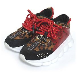 Baskets Chain Reaction Versace Marron Rouge