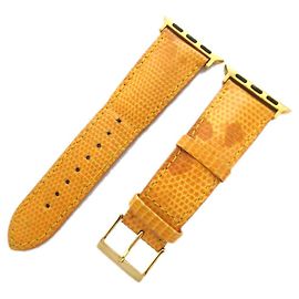 Autre Marque Camille Fournet Lizard Leather Apple Watch Strap Yellow