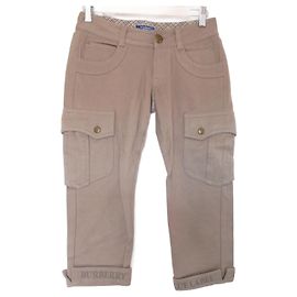 Pantaloni cargo cropped stretch Burberry Blue Label Beige