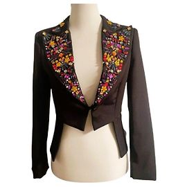 Atemberaubender schwarzer DENNY ROSE Blazer mit bunten Kristallen Schwarz Mehrfarben