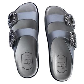 Slidy Vivi rhinestone silver leather Roger Vivier Silvery Silver hardware