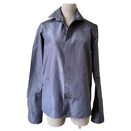 Camicia Dior in seta blu navy con ricamo ape Blu navy