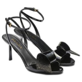 Prada Sandales à talons « VERNICE CRYSTAL » Noir