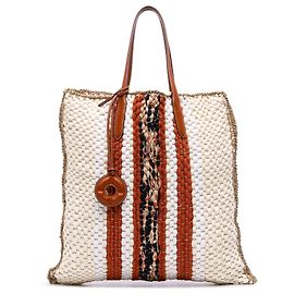Loro Piana Brown Crochet Wool and Silk Blossom Tote Brown Other