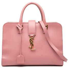 Saint Laurent Pink Small Leather Monogram Cabas Satchel Pink
