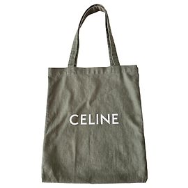 Bolso tote Céline de lona de algodón caqui Caqui