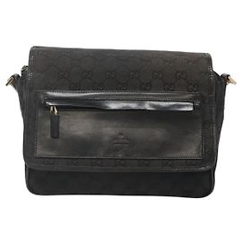 Gucci Flap Messenger Bag GG Coated Canvas Small Black