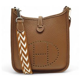 Hermès NUOVA BORSA HERMES EVELYNE AMAZONE 16 PELLE CLEMENCE ORO CINGHIA ZIG ZAG Marrone