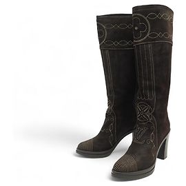 NUEVAS BOTAS ALTAS LOUIS VUITTON BETH 39.5 LOGO LV BOTAS MARRONES Castaño