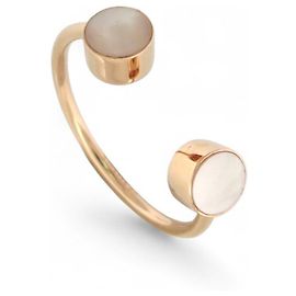 NEUER GINETTE NY TOI ET MOI RING T54 CABOCHON MUTTERPERLE 18K GELBGOLD Golden
