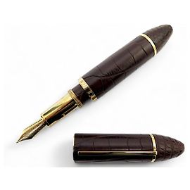 NUEVA PLUMA LOUIS VUITTON CARGO DE CUERO DE COCODRILO Castaño