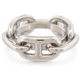 Hermès-NEUF ANNEAU DE FOULARD HERMES REGATE CHAINE D'ANCRE ARGENT CARRE SCARF RING-Argenté