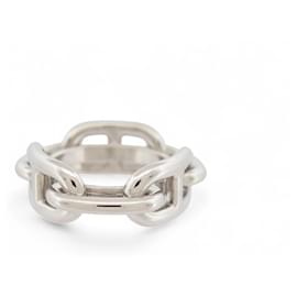 Hermès-NEUF ANNEAU DE FOULARD HERMES REGATE CHAINE D'ANCRE ARGENT CARRE SCARF RING-Argenté