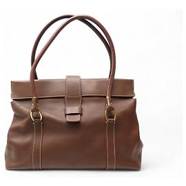 Bolsa de Mão Loro Piana FAB5801 Eyes-Bag em Couro Marrom Marrom