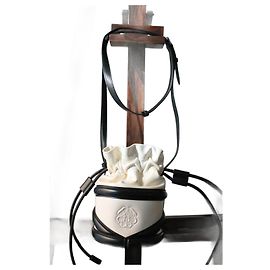 Borsa a secchiello Alexander McQueen in pelle bianca e nera nuova Bianco