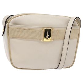 Bolsa de Ombro Vala em Couro Salvatore Ferragamo Bege