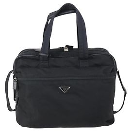 Prada Porta Computer Tessuto and Saffiano Leather Medium Nero