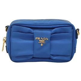 Borsa a tracolla Prada Bow Camera Tessuto piccola Blu