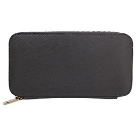 Valextra Men's Dark Gray Leather Zip Wallet Dark grey