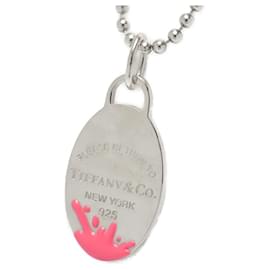 Tiffany & Co-Colar de tag oval Retorno à Splash de Cor da Tiffany & Co.-Prata,Rosa