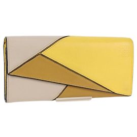 Loewe Puzzle Zip Wallet Leather Compact Yellow