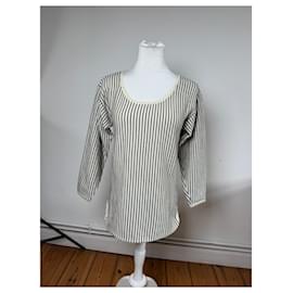 Saint Laurent-Vintage Yves Saint Laurent Striped Wool Sweater 36/S Navy beige-White