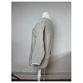 Saint Laurent-Vintage Yves Saint Laurent Striped Wool Sweater 36/S Navy beige-White