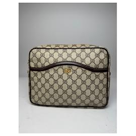 Vintage Gucci Ophidia Monogram Leather Clutch Grey Brown Grey