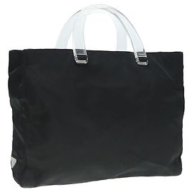 Prada Resin Handle Tote Tessuto Black