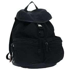 Prada Rucksack mit doppelter Fronttasche Tessuto Medium Schwarz