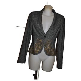 Flavio Castellani Wool and Silk Jacket Golden Grey Golden Grey