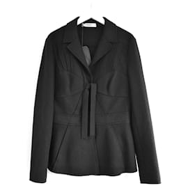 Prada Fall 2008 Black Wool Felt Corset Bust Jacket Black