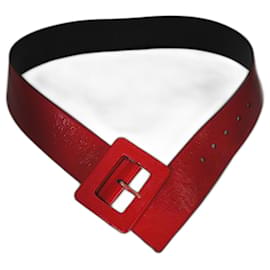 Ceinture Yves Saint Laurent Rouge en Cuir Vernis Rouge