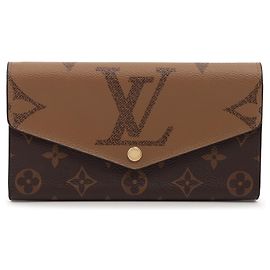 Portafoglio lungo Sarah Reverse Monogram Marrone Louis Vuitton Marrone