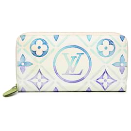 Louis Vuitton-Louis Vuitton Blue Monogram Tiles By The Pool Zippy Wallet-Blue,Light blue