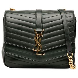 Bolso Sulpice Monogram de cordero Chevron verde de Saint Laurent Verde Verde oscuro