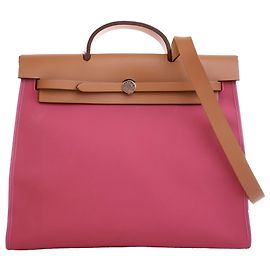 Hermès Sac Herbag Zip 39 en Toile Rose Rose