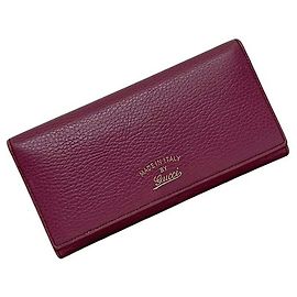 Cartera larga de cuero púrpura Gucci Púrpura
