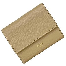 Céline Celine Beiger Leder Tri-Fold Geldbörse Beige