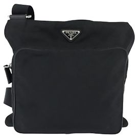 Borsa Messenger con Tasca Frontale Prada Tessuto Piccola Nero