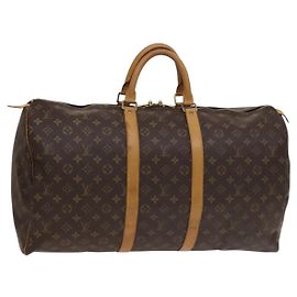 Sac Keepall Louis Vuitton en toile Monogram 55 Marron