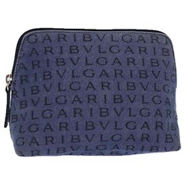 Bulgari Bvlgari B.Zero1 Logomania Tasche aus Canvas mit Leder Mini Blau