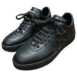 Baskets en cuir noir Chanel 37 Noir