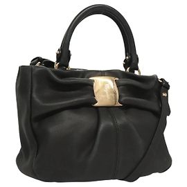 Salvatore Ferragamo Vala Handbag Leather Black