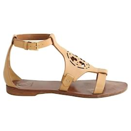 Tory Burch Camel-Leder-Sandalen Kamel
