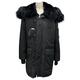 Casaco parka preto com capuz Dsquared2 2011 com pele Preto