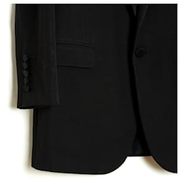Saint Laurent-Saint Laurent 2014 Smoking Jacket FR40 Slimane Black Wool Tuxedo Jacket UK12 US10-Black