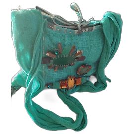 Bolsa Maliparmi verde de acrílico com pedras Verde