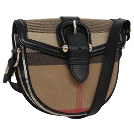 SAC MINI CROISE BURBERRY BEIGE NOVA CHECK AVEC BOUCLE Noir Beige Bijouterie dorée
