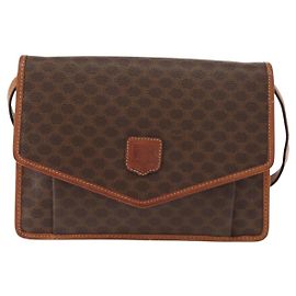 Céline Borsa a Spalla Macadam Vintage Celine in Tela e Pelle Marrone